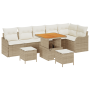Juego de Sofá Modular de Jardín de 9 Piezas con Cojines Beige Poliratán Acacia | Foro24.es | Tu tienda online para hogar, jardín y más Foro24.es