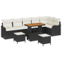 Conjunto de Sofá de Jardín de 9 Piezas con Cojines Ratán Poliéster Negro Acacia | Foro24.es | Tu tienda online para hogar, jardín y más Foro24.es