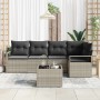 Conjunto de sofá de jardín 6 pcs Gris claro Poliratán