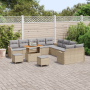 Juego de Sofá de Jardín de 13 Piezas con Cojines Beige Poliratán Acacia | Foro24.es | Tu tienda online para hogar, jardín y más Foro24.es