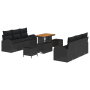 Conjunto de Sofá de Jardín de 9 Piezas con Cojines Ratán Poliéster Negro Acacia | Foro24.es | Tu tienda online para hogar, jardín y más Foro24.es