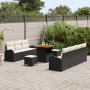 Juego de Sofá de Jardín de 10 Piezas con Cojines Negro Rattan de Polietileno Acacia | Foro24.es | Tu tienda online para hogar, jardín y más Foro24.es