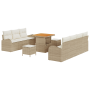 Juego de Sofá de Jardín de 10 Piezas con Cojines Beige Poliratán Acacia | Foro24.es | Tu tienda online para hogar, jardín y más Foro24.es