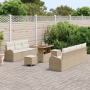 Juego de Sofás de Jardín de 10 Piezas con Cojines Beige Poliratán Acacia | Foro24.es | Tu tienda online para hogar, jardín y más Foro24.es