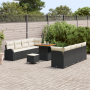 Juego de Sofá de Jardín de 11 Piezas con Cojines Negro Poliratán Acacia | Foro24.es | Tu tienda online para hogar, jardín y más Foro24.es
