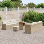 Juego de Sofá de Jardín de 11 Piezas con Cojines Beige Poliratán Acacia | Foro24.es | Tu tienda online para hogar, jardín y más Foro24.es