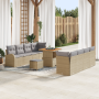 Juego de Sofá de Jardín de 11 Piezas con Cojines Beige de Poliratán Acacia | Foro24.es | Tu tienda online para hogar, jardín y más Foro24.es