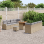 Juego de Sofá de Jardín de 11 Piezas con Cojines Beige de Poliratán Acacia | Foro24.es | Tu tienda online para hogar, jardín y más Foro24.es
