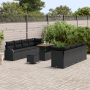 Conjunto de Sofá de Jardín de 11 Piezas con Cojines Ratán Negro Acacia | Foro24.es | Tu tienda online para hogar, jardín y más Foro24.es