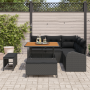 Juego de Sofá de Jardín de 8 Piezas con Cojines de Poliratán Negro Acacia by , Outdoor sofas - Ref: Foro24-3362384, Price: 61...