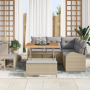 Juego de Sofá de Jardín de 8 Piezas con Cojines Beige Poliratán Acacia | Foro24.es | Tu tienda online para hogar, jardín y más Foro24.es