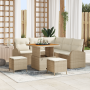 Juego de sofá de jardín de 8 piezas con cojines beige de ratán y acacia | Foro24.es | Tu tienda online para hogar, jardín y más Foro24.es
