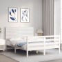 Weißer Massivholzbettrahmen mit Kopfteil 120x200 cm von vidaXL, Betten und Lattenroste - Ref: Foro24-3195022, Preis: 151,31 €...