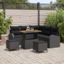 Sofá de Jardín de 8 Piezas con Cojines Negro Poliratán Acacia by , Outdoor sofas - Ref: Foro24-3362394, Price: 522,90 €, Disc...