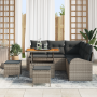 Juego de Sofás de Jardín de 8 Piezas con Cojines Gris Poliratán Acacia | Foro24.es | Tu tienda online para hogar, jardín y más Foro24.es
