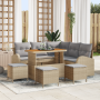 Juego de Sofás de Jardín de 9 Piezas con Cojines Beige Poliratán Acacia | Foro24.es | Tu tienda online para hogar, jardín y más Foro24.es