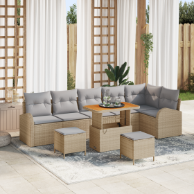 Conjunto de Sofá de Jardín de 9 Piezas con