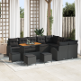 Juego de Sofá de Jardín de 13 Piezas con Cojines de Ratán Poliéster Negro Acacia von , Outdoor-Sofas - Ref: Foro24-3362439, P...