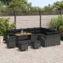 Juego de Sofá de Jardín de 13 Piezas con Cojines de Ratán Poliéster Negro Acacia von , Outdoor-Sofas - Ref: Foro24-3362439, P...