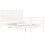 Weißer Massivholzbettrahmen mit Kopfteil 120x200 cm von vidaXL, Betten und Lattenroste - Ref: Foro24-3195022, Preis: 151,31 €...