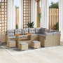 Juego de Sofá de Jardín de 13 Piezas con Cojines Beige Ratán Poliéster Acacia | Foro24.es | Tu tienda online para hogar, jardín y más Foro24.es