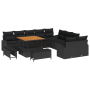 Juego de Sofá de Jardín de 13 Piezas con Cojines Negro Poliratán Acacia by , Outdoor sofas - Ref: Foro24-3362444, Price: 980,...