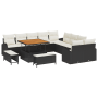 Set de Sofá de Jardín de 13 Piezas con Cojines de Ratán Negro y Acacia | Foro24.es | Tu tienda online para hogar, jardín y más Foro24.es