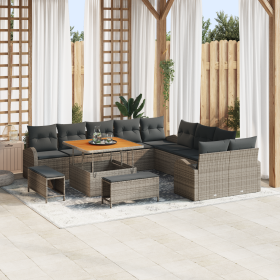 Sofás de Jardín de 13 Piezas con Cojines Gris de Ratán y Poliéster von , Outdoor-Sofas - Ref: Foro24-3362448, Preis: 940,24 €...