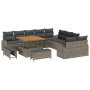 Sofás de Jardín de 13 Piezas con Cojines Gris de Ratán y Poliéster by , Outdoor sofas - Ref: Foro24-3362448, Price: 940,24 €,...