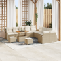 Juego de Sofá de Jardín de 13 Piezas con Cojínes en Ratán Beige y Acacia | Foro24.es | Tu tienda online para hogar, jardín y más Foro24.es