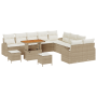 Juego de Sofá de Jardín de 13 Piezas con Cojínes en Ratán Beige y Acacia | Foro24.es | Tu tienda online para hogar, jardín y más Foro24.es