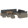 Set de Sofá de Jardín de 13 Piezas con Cojines Ratán Gris Polirratán Acacia | Foro24.es | Tu tienda online para hogar, jardín y más Foro24.es