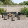 Set de Sofá de Jardín de 13 Piezas con Cojines Ratán Gris Polirratán Acacia | Foro24.es | Tu tienda online para hogar, jardín y más Foro24.es