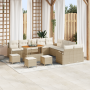 Juego de Sofás de Jardín de 14 Piezas con Cojines Beige de Ratán Polímero y Acacia | Foro24.es | Tu tienda online para hogar, jardín y más Foro24.es