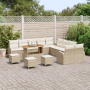 Juego de Sofás de Jardín de 14 Piezas con Cojines Beige de Ratán Polímero y Acacia | Foro24.es | Tu tienda online para hogar, jardín y más Foro24.es