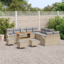 Conjunto de Sofá de Jardín de 14 Piezas con Cojines Beige Poliratán Acacia | Foro24.es | Tu tienda online para hogar, jardín y más Foro24.es