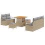 Juego de Sofás de Jardín de 8 Piezas con Cojines Beige Poliratán Acacia | Foro24.es | Tu tienda online para hogar, jardín y más Foro24.es
