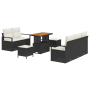 Set de sofá de jardín de 8 piezas con cojines de ratán negro y acacia | Foro24.es | Tu tienda online para hogar, jardín y más Foro24.es