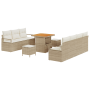 Juego de Sofás de Jardín de 10 Piezas con Cojines Beige Poliratán Acacia | Foro24.es | Tu tienda online para hogar, jardín y más Foro24.es
