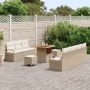 Juego de Sofás de Jardín de 10 Piezas con Cojines Beige Poliratán Acacia | Foro24.es | Tu tienda online para hogar, jardín y más Foro24.es