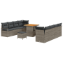 Conjunto de sofá de jardín de 11 piezas con cojines gris de poliratán acacia | Foro24.es | Tu tienda online para hogar, jardín y más Foro24.es