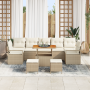 Juego de Sofá de Jardín de 10 Piezas con Cojines Beige Poliratán Acacia | Foro24.es | Tu tienda online para hogar, jardín y más Foro24.es