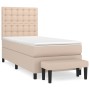 Cama box spring con colchón cuero sintético capuchino 90x200 cm