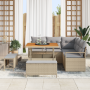 Conjunto de Sofá de Jardín de 8 Piezas con Cojines Beige Ratán Poli Acacia | Foro24.es | Tu tienda online para hogar, jardín y más Foro24.es