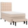 Cama box spring con colchón cuero sintético capuchino 90x200 cm