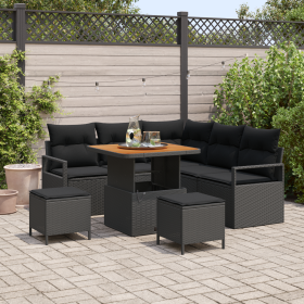 Juego de Sofá de Jardín de 8 Piezas con Cojines Negro Ratán Plástico Acacia by , Outdoor sofas - Ref: Foro24-3362519, Price: ...