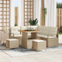 Juego de sofá de jardín de 8 piezas con cojines beige de polirratán acacia | Foro24.es | Tu tienda online para hogar, jardín y más Foro24.es