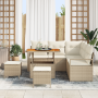 Juego de Sofá de Jardín de 8 Piezas con Cojines Beige Ratán de Poliéster Acacia | Foro24.es | Tu tienda online para hogar, jardín y más Foro24.es