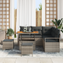 Juego de Sofá de Jardín de 8 Piezas con Cojines Gris Poliratán Acacia | Foro24.es | Tu tienda online para hogar, jardín y más Foro24.es