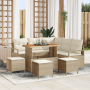 Juego de Sofá de Jardín de 9 Piezas con Cojines Beige de Ratán Poliéster Acacia | Foro24.es | Tu tienda online para hogar, jardín y más Foro24.es